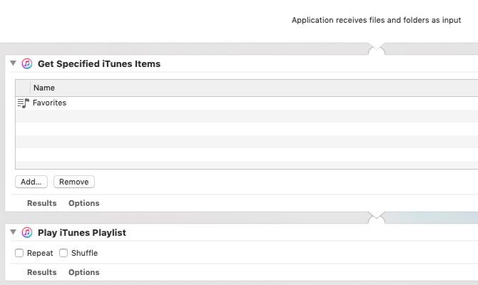 Εφαρμογή Automator για αναπαραγωγή μιας καθορισμένης λίστας αναπαραγωγής σε Mac