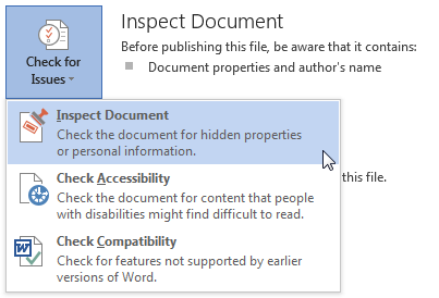 Έγγραφο επιθεώρησης του Microsoft Word 2013