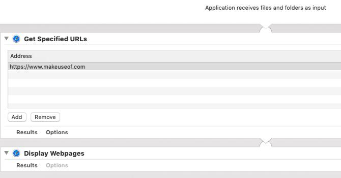 Εφαρμογή Automator για εκκίνηση ιστοσελίδων σε Mac