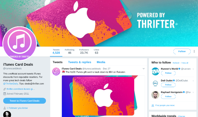 Προσφορές δώρων iTunes στο Twitter