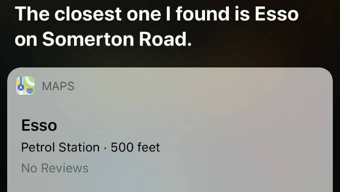 Siri ψάχνει για το πλησιέστερο βενζινάδικο