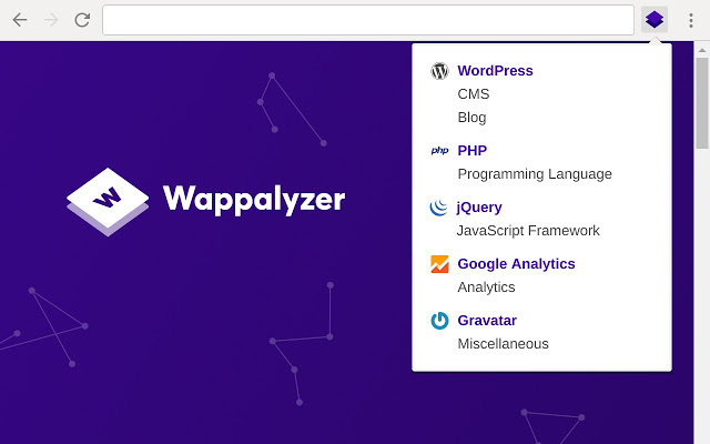 επεκτάσεις χρωμίου για προγραμματιστές - wappalyzer