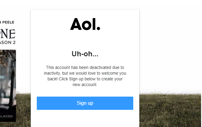 απενεργοποιήθηκε λόγω αδράνειας aol login