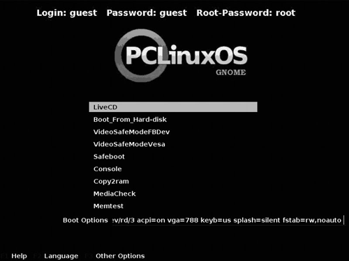 Μενού PClinuxOS-boot