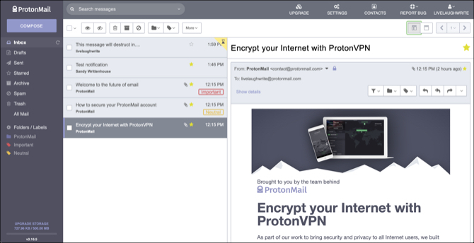 Διεπαφή ιστού ProtonMail