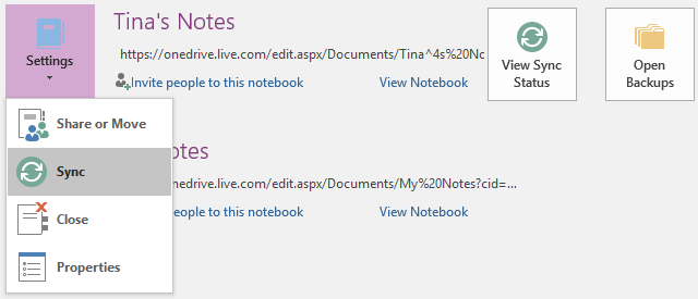 Σημειώσεις συγχρονισμού OneNote