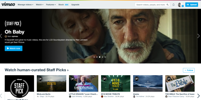 Στιγμιότυπο οθόνης Vimeo