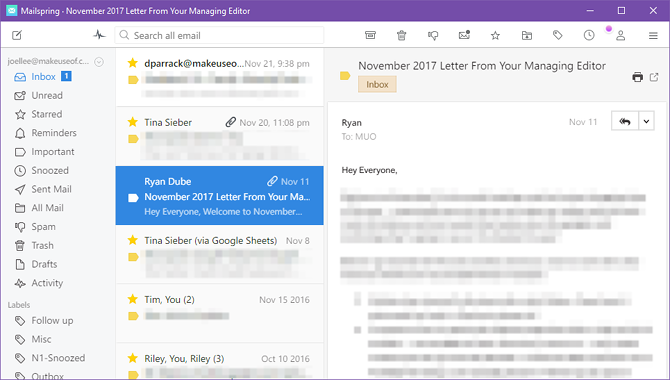 Mailspring στιγμιότυπο οθόνης
