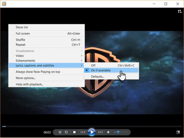 Ενεργοποιήστε τους υπότιτλους σε WMP κατά την αναπαραγωγή βίντεο