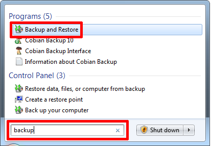 backup των Windows 7