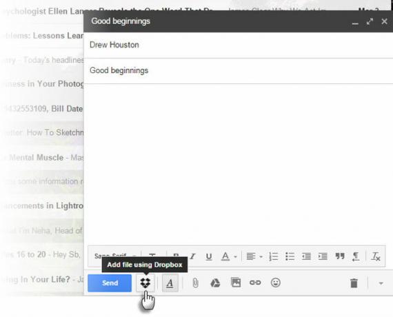 Dropbox για επέκταση Chrome του Gmail