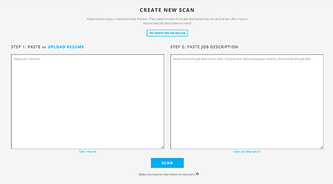 Jobscan Scan Resume Δωρεάν λογαριασμός