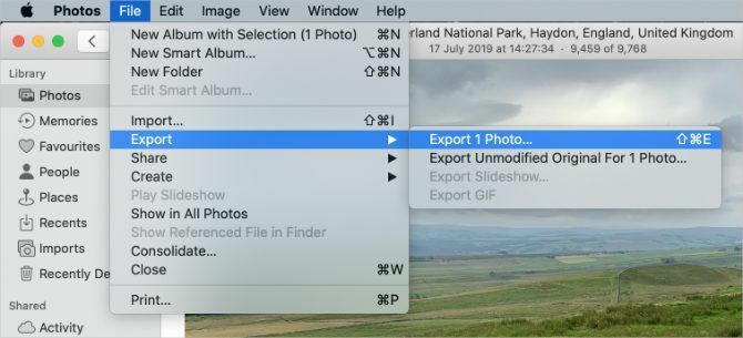 Εξαγωγή επιλογής φωτογραφίας στις Φωτογραφίες σε Mac