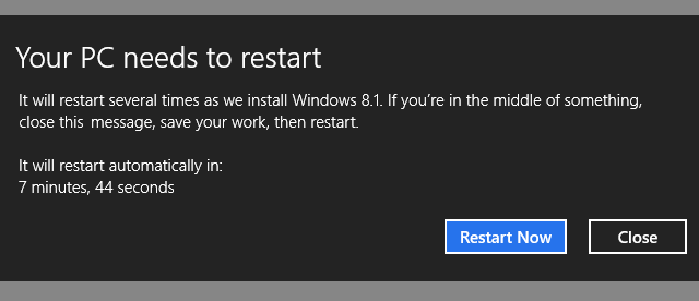 Windows 8.1. Επανεκκίνηση εγκατάστασης