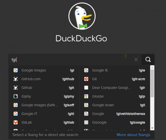 Κατάλογος των κτυπημάτων DuckDuckGo !.