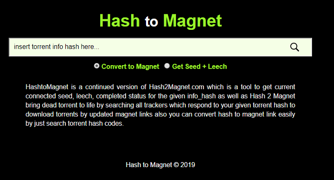 εργαλείο hash to magnet