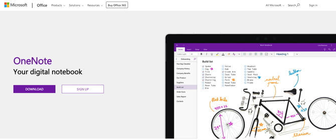 Στιγμιότυπο οθόνης OneNote