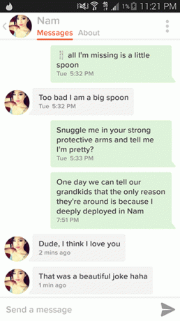 Βαθιά αναπτυσσόμενη γραμμή Tinder pickup