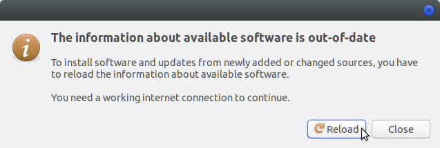 Επαναλάβετε τη φόρτωση πληροφοριών σχετικά με το διαθέσιμο λογισμικό στο Ubuntu 17.10