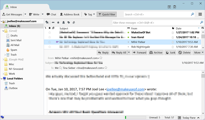Στιγμιότυπο οθόνης Thunderbird