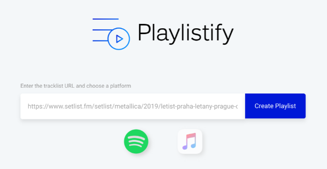 Το Playlistify δημιουργεί λίστες αναπαραγωγής από setlists σε 1001 Tracklists, setlist.fm και liveetracklist