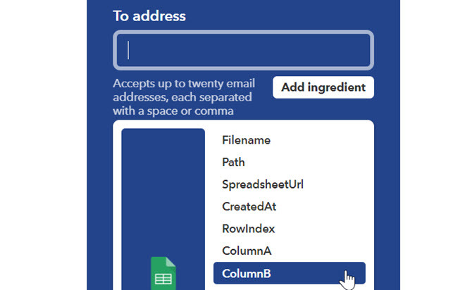 πεδίο ifttt to address