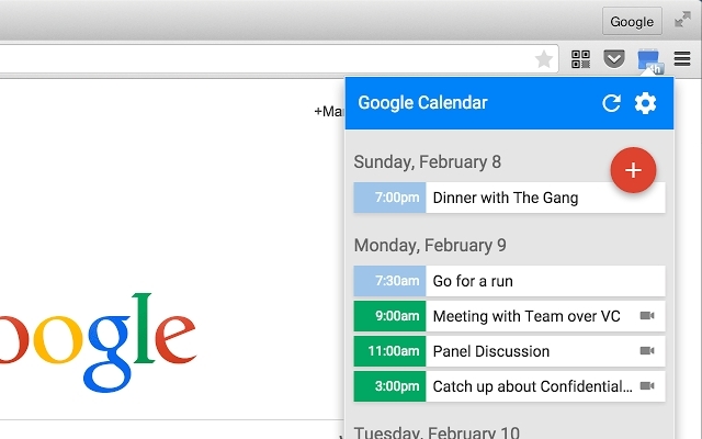 Google Calendar - Επέκταση Chrome