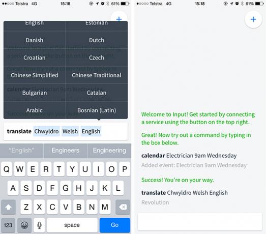 Η είσοδος είναι μια γραμμή εντολών iPhone για Evernote, Gmail και πολλά άλλα inputtranslate