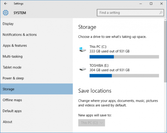 windows 10 αποθήκευση συστήματος