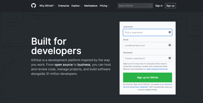 Στιγμιότυπο οθόνης GitHub