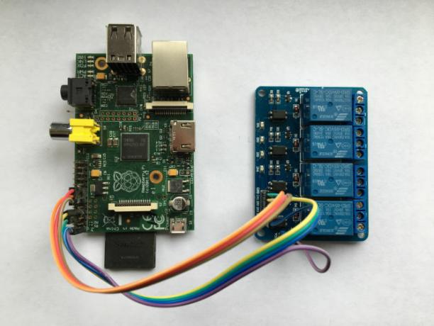 Το Raspberry Pi συνδέεται σε μια πλακέτα ρελέ