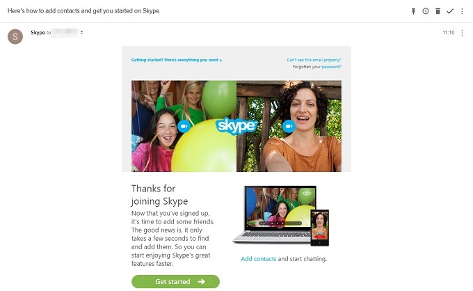δημιουργία λογαριασμού skype