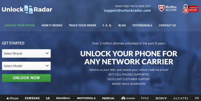 Το Unlock Radar παρέχει κωδικούς ξεκλειδώματος κάρτας SIM για τα περισσότερα τηλέφωνα και φορείς