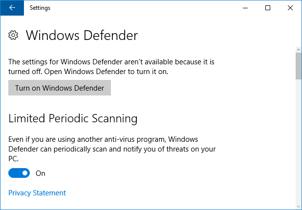 περιοδική σάρωση του windows defender