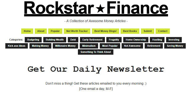 Στιγμιότυπο εγγραφής στο ενημερωτικό δελτίο Rockstar Finance