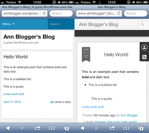 blogger εναντίον wordpress