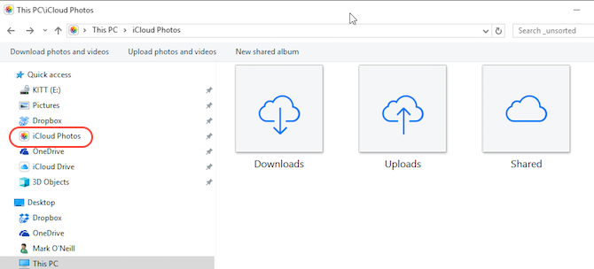 iCloud Πίνακας Ελέγχου Φωτογραφίες στο Screenshot Explorer του Windows Screenshot