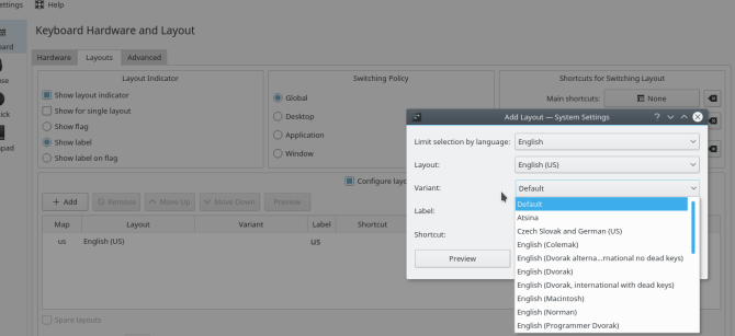 kde πληκτρολόγιο config intl