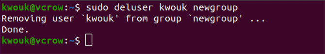 Αφαίρεση χρήστη από μια ομάδα με την εντολή deluser