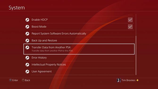 Μεταφορά δεδομένων PS4 στο μενού συστήματος