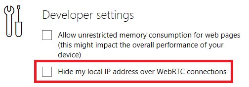 ρυθμίσεις άκρης της Microsoft - WebRTC