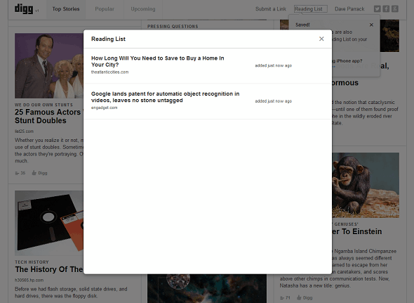 Ανακαλύψτε τα καλύτερα του Ιστού με τη λίστα ανάγνωσης Digg v1 digg