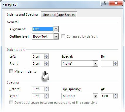 Word 2013 Tabs & Indentation