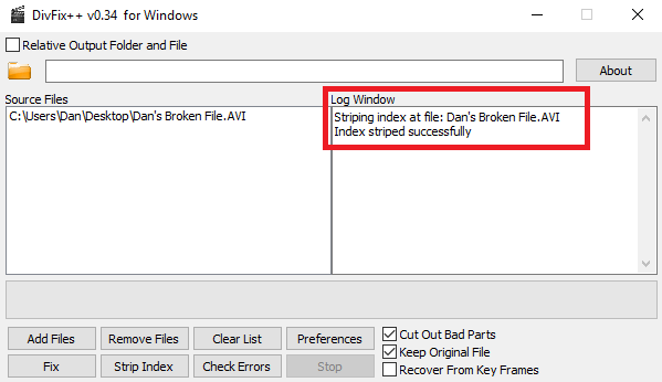 Πώς να επιδιορθώσετε σπασμένα αρχεία AVI που δεν αναπαράγουν το ευρετήριο divfix