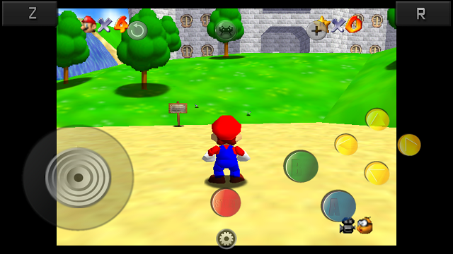 Super Mario 64 όπως παίζεται στο RetroArch για Android