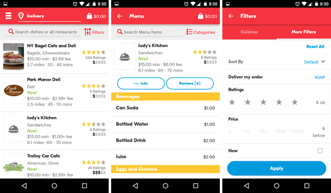 app Android-find-food-grubhub