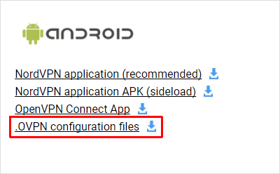 nordvpn αρχεία android ovpn