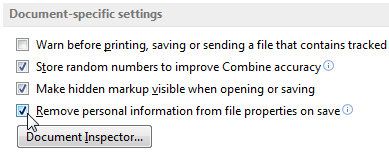 Microsoft Word 2013 Αποθήκευση ρυθμίσεων μεταδεδομένων