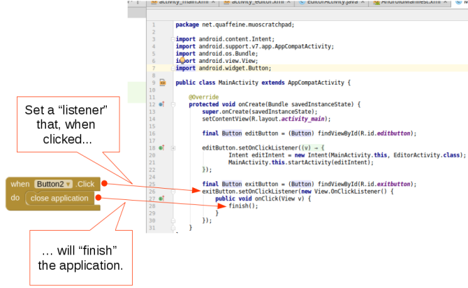 android create app androidstudio screen1 code