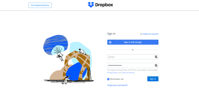 Στιγμιότυπο οθόνης Dropbox